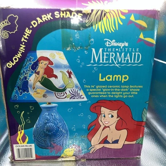 Little Mermaid Lamp With Glow in the Dark Shade, Violet Base - Rare Vintage - Picture 4 of 16